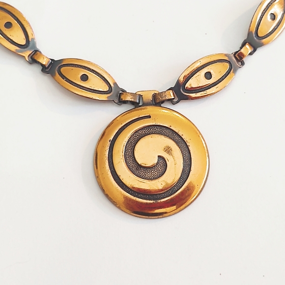 Vintage Oversized Mid-Century Modern Copper Necklace - Picture 4 of 6